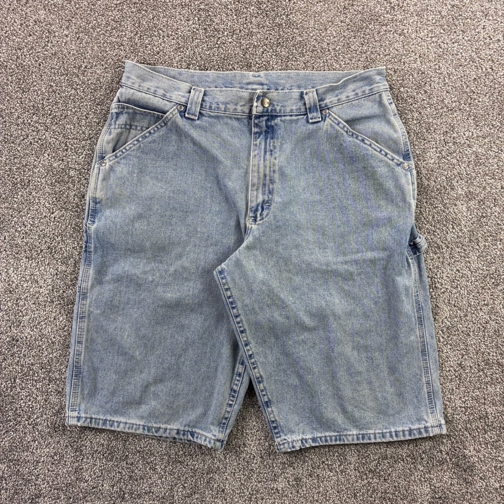 Vintage‎ Y2K Lee Denim Jean Shorts Mens 34 Blue Light Wash Relaxed Fit Jorts